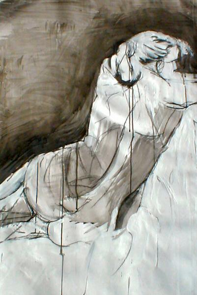 Life study of a sitting nude